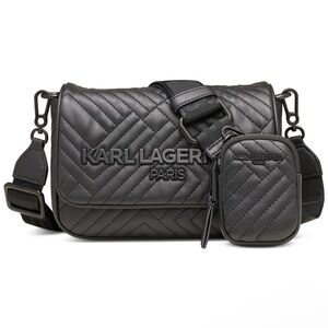 KARL LAGERFELD PARIS Black / Gold Logo Crossbody Handbag & Coin Purse